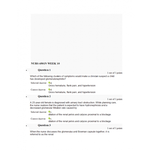 NURS 6501N Week 10 Quiz 1 with Answers (40/40 Points)