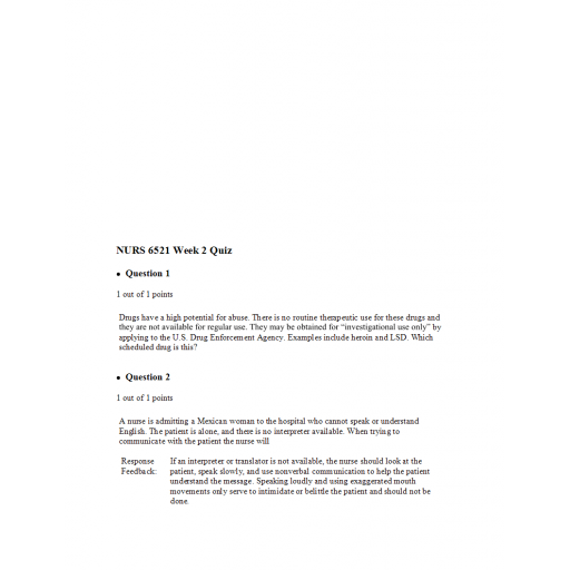 NURS 6521N Week 1 Quiz 2 - Question and Answers