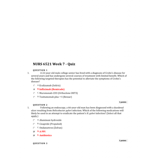 NURS 6521N Week 7 Quiz 3 - 02 Sets (Question and answers)