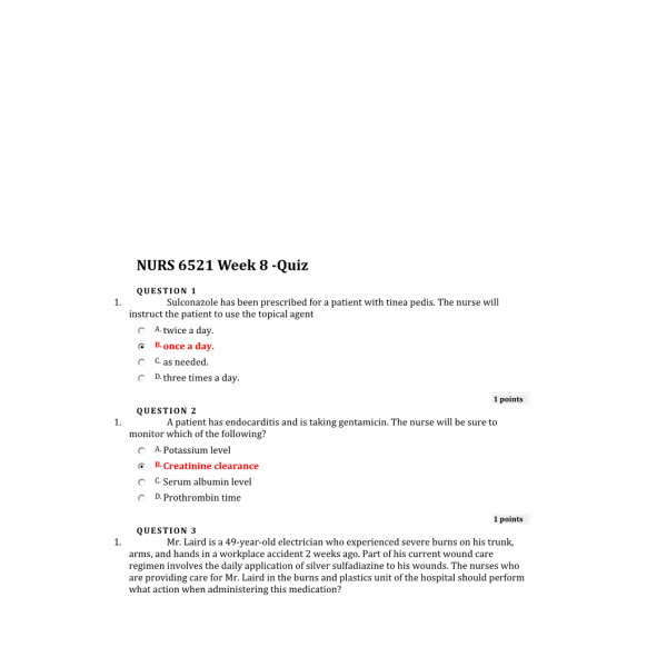 NURS 6521N Week 8 Quiz 3 - Question and Answers (02 Sets)