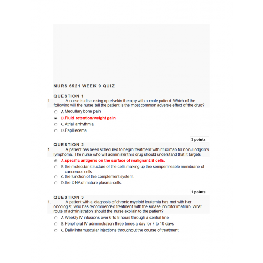 NURS 6521N Week 9 Quiz 2 - Two Sets (Question and Answers)