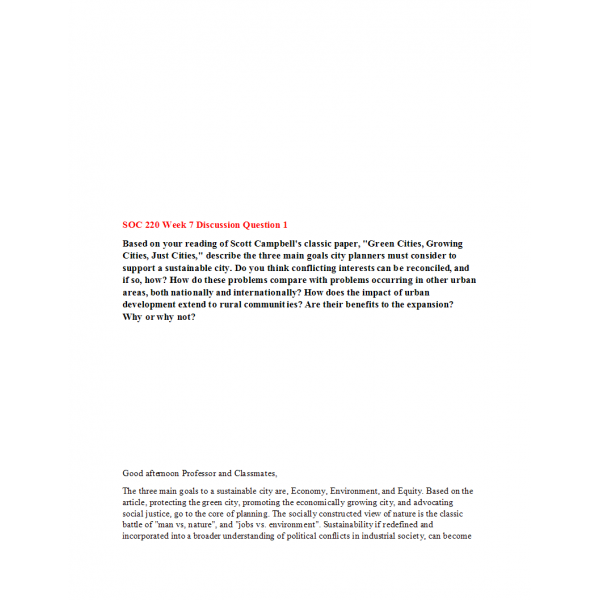 SOC 220 Week 7 DQ 1
