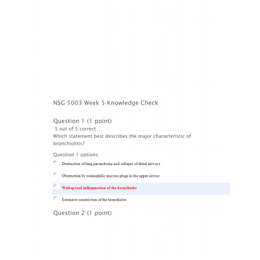 NSG 5003 Week 5 Knowledge Check