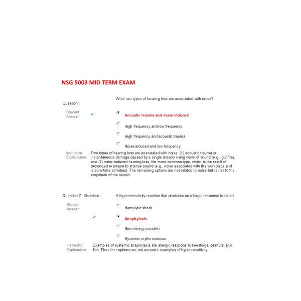 NSG 5003 Week 5 Midterm Exam 2 NSG 5003 Week 5 Midterm Exam 2