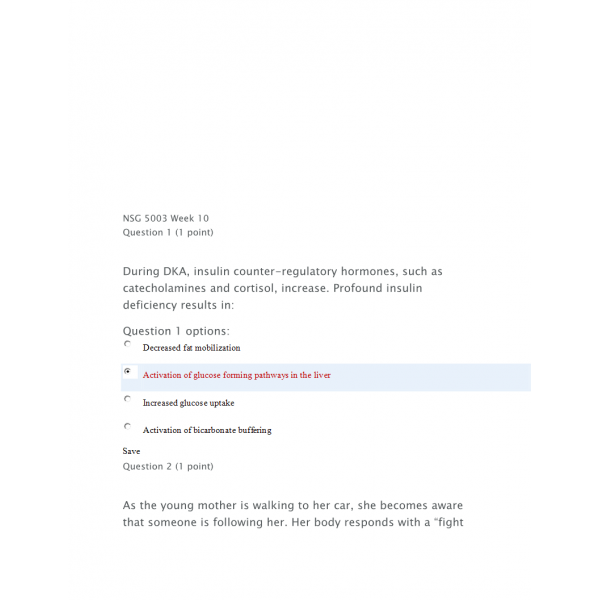 NSG 5003 Week 10 Knowledge Check Quiz NSG 5003 Week 10 Knowledge Check Quiz