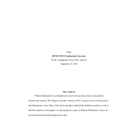 HUMN 303 Week 4 Assignment, Play Analysis - Tempest HUMN 303 Week 4 Assignment, Play Analysis - Tempest
