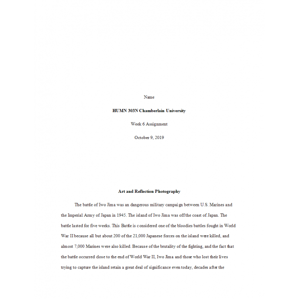 HUMN 303 Week 6 Assignment, Art aand Reflection Photography - The Battle of Iwo JIma