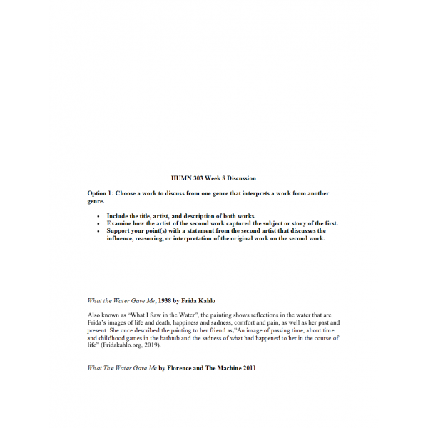 HUMN 303 Week 8 Discussion Question 1 with Answer HUMN 303 Week 8 Discussion Question 1 with Answer