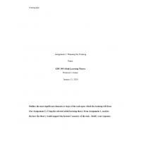 EDU 500 Week 6 Assignment 2, Planning the Training EDU 500 Week 6 Assignment 2, Planning the Training