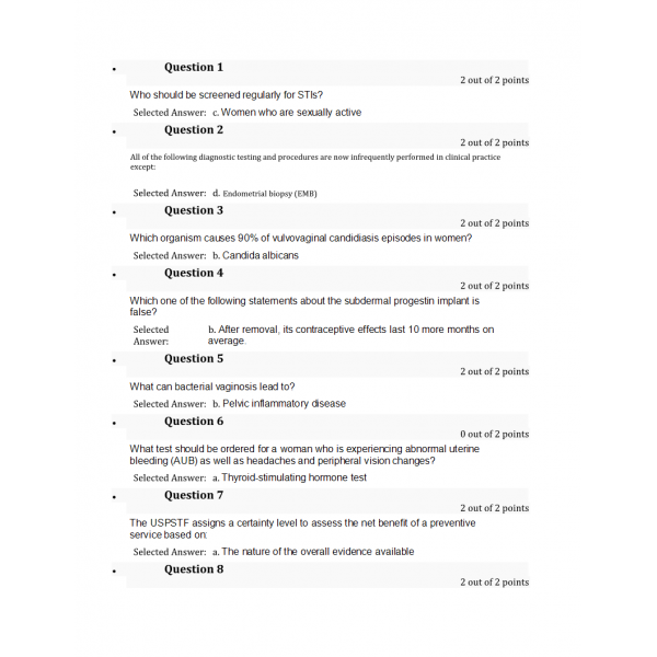 NURS 6551 Midterm Exam 5 - Question and Answers NURS 6551 Midterm Exam 5 - Question and Answers