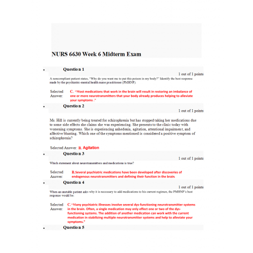 NURS 6630N Midterm Exam 7 - Question and Answers