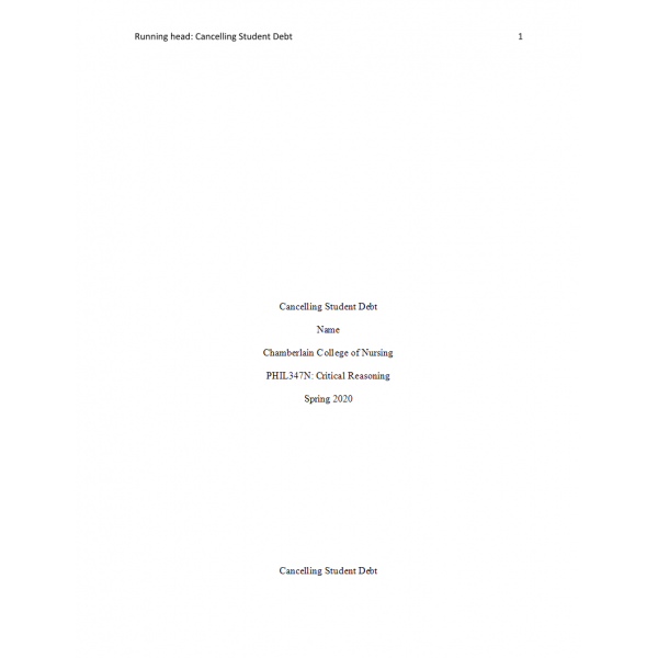 PHIL 347N Week 1 Course Project, Topic Selection- Cancelling Student Debt PHIL 347N Week 1 Course Project, Topic Selection- Cancelling Student Debt