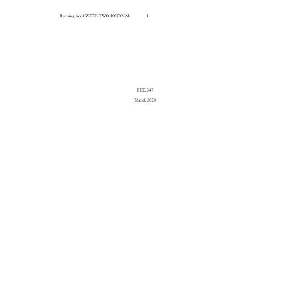 PHIL 347N Week 2 Assignment, Journal PHIL 347N Week 2 Assignment, Journal