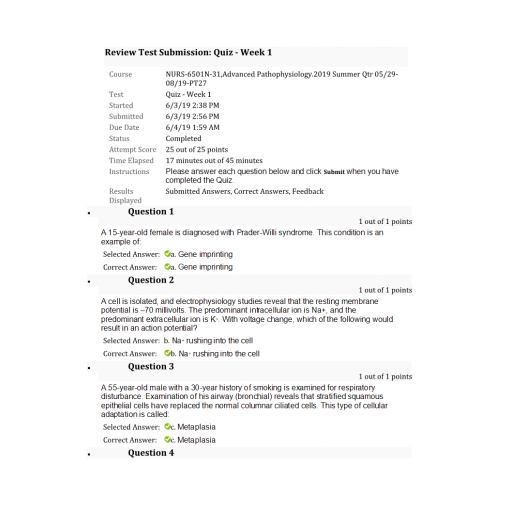NURS 6501N Week 1 Quiz Set 2 (25 out of 25)