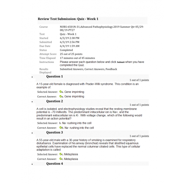 NURS 6501N Week 1 Quiz Set 2 (25 out of 25) NURS 6501N Week 1 Quiz Set 2 (25 out of 25)