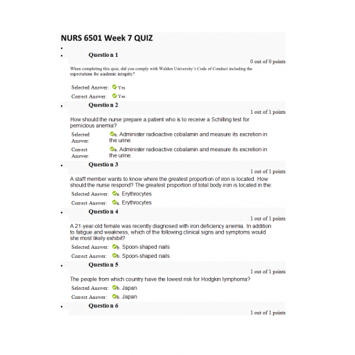 NURS 6501N Week 7 Quiz 5 - 05 Sets