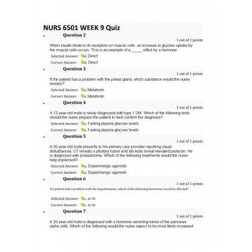 NURS 6501N Week 9 Quiz 3 (03 Sets)