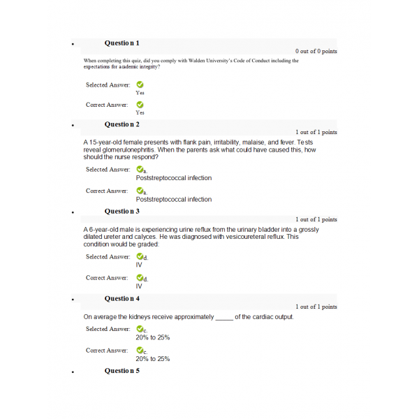 NURS 6501N Week 10 Quiz (40 out of 40) NURS 6501N Week 10 Quiz (40 out of 40)