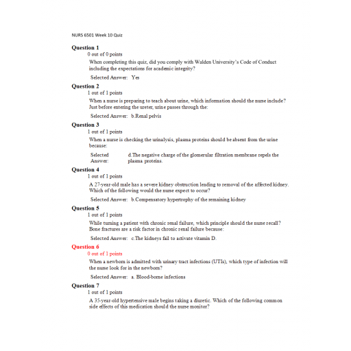 NURS 6501N Week 10 Quiz 1 (38 out of 40)