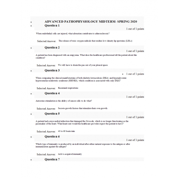 NURS 6501N Midterm Exam 2 - Question and Answers (100 out of 100) NURS 6501N Midterm Exam 2 - Question and Answers (100 out of 100)