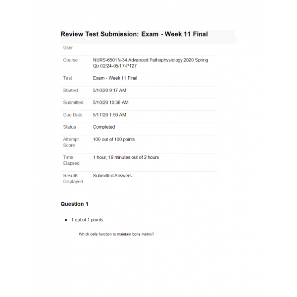NURS 6501N Final Exam 3 (100 out of 100)