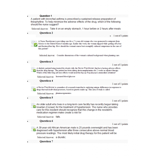 NURS 6521N Midterm Exam 1 - (100 out of 100)