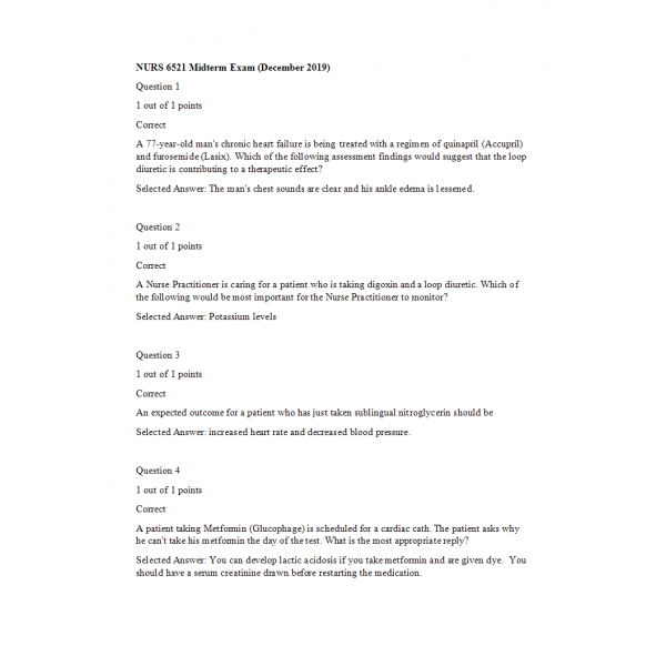 NURS 6521N Midterm Exam 11 - Question and Answers (97 out of 100)