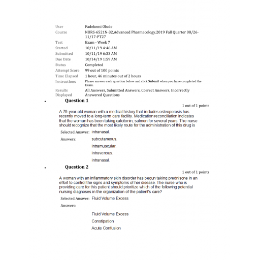 NURS 6521N Midterm Exam 12 - Question and Answers (99 out of 100)