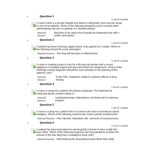 NURS 6521N Midterm Exam 13 - Advanced Pharmacology (95 out of 100)