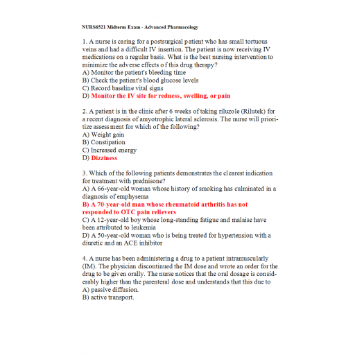 NURS 6521N Midterm Exam 14 - Question and Answers