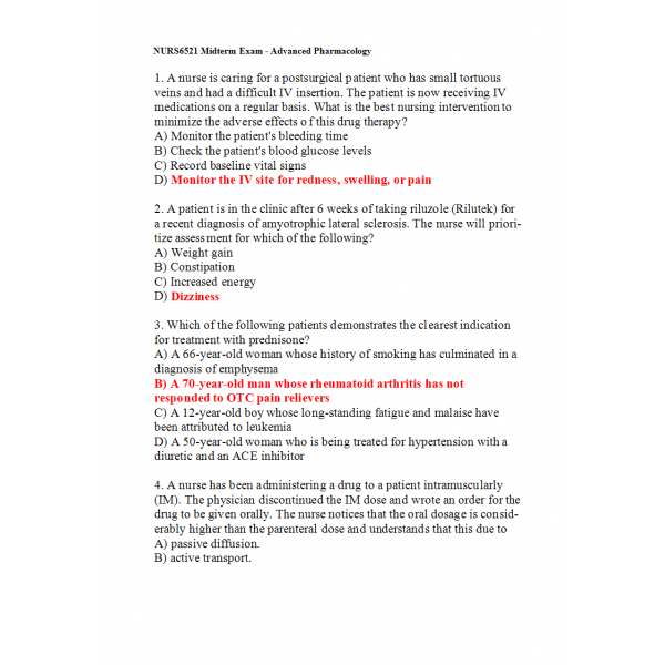 NURS 6521N Midterm Exam 14 - Question and Answers