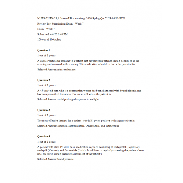 NURS 6521N-28 Midterm Exam 3 (100 out of 100)
