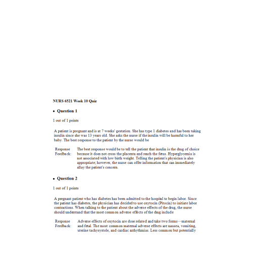 NURS 6521N Week 10 Quiz
