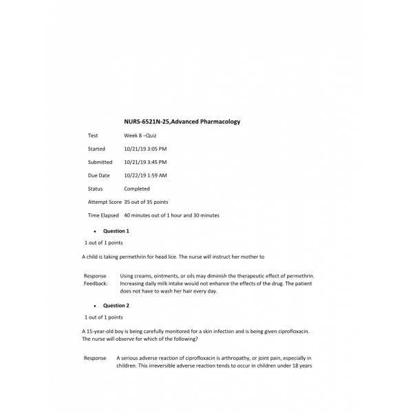 NURS 6521N Week 8 Quiz 2 (35 out of 35)