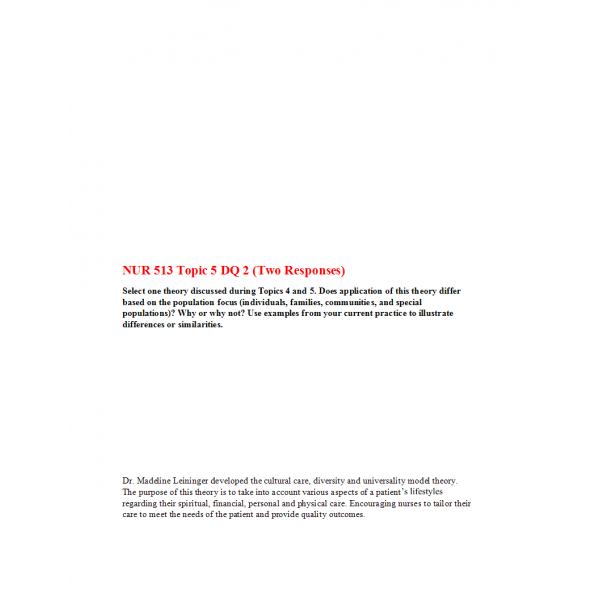 NUR 513 Topic 5 DQ 2 (Two Responses) NUR 513 Topic 5 DQ 2 (Two Responses)