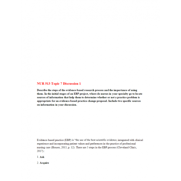 NUR 513 Topic 7 DQ 1 NUR 513 Topic 7 DQ 1