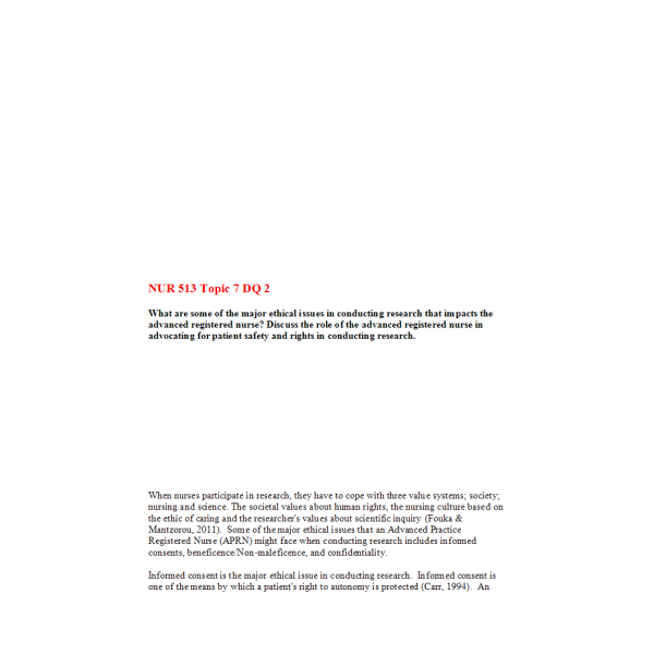 NUR 513 Topic 7 DQ 2 NUR 513 Topic 7 DQ 2