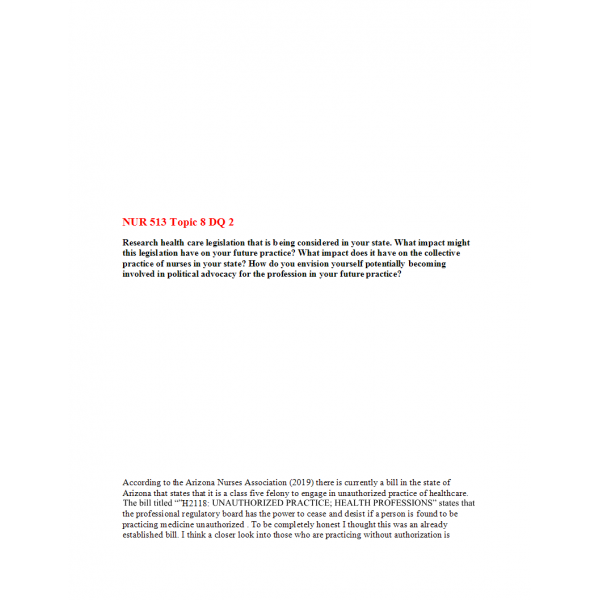 NUR 513 Topic 8 DQ 2