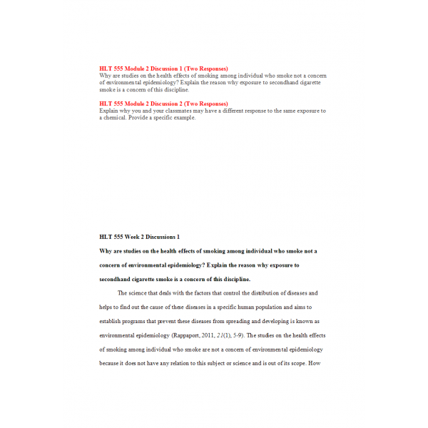 HLT 555 Week 2 Discussions 1 and 2 HLT 555 Week 2 Discussions 1 and 2