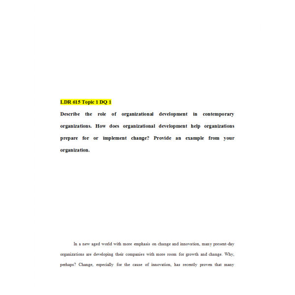 LDR 615 Topic 1 Discussion Question 1 LDR 615 Topic 1 Discussion Question 1