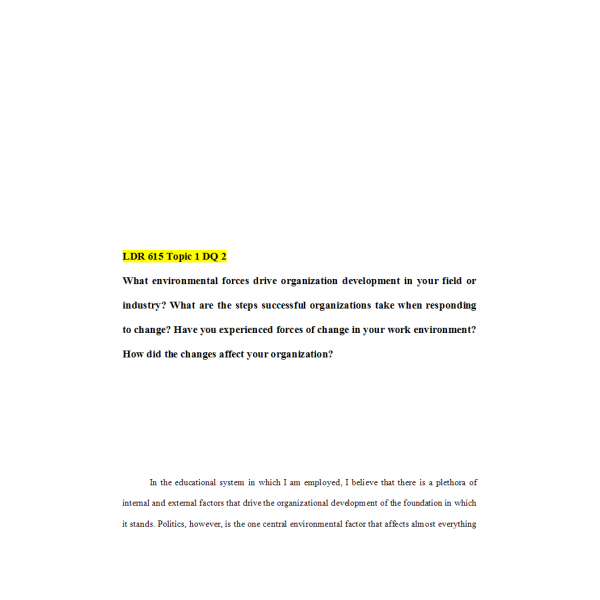 LDR 615 Topic 1 Discussion Question 2