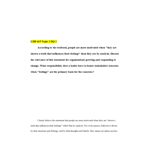 LDR 615 Topic 2 Discussion Question 2