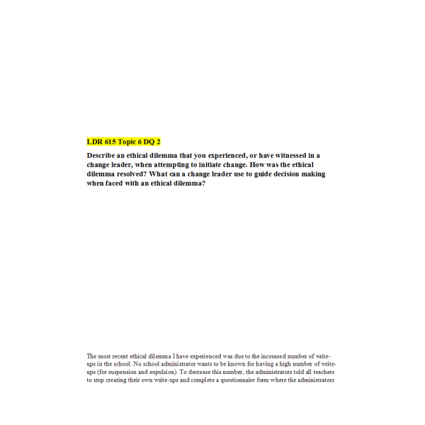 LDR 615 Topic 6 Discussion Question 2