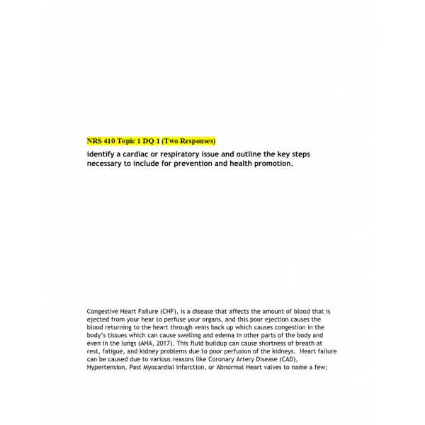NRS 410V Topic 1 Discussion Question 1 (Two Responses) NRS 410V Topic 1 Discussion Question 1 (Two Responses)
