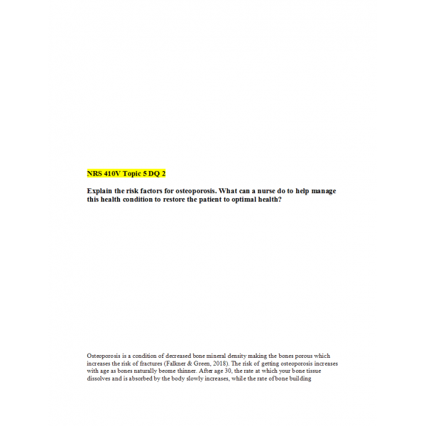 NRS 410V Topic 5 Discussion Question 2 NRS 410V Topic 5 Discussion Question 2