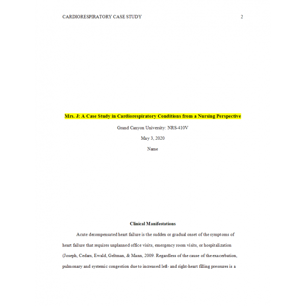 NRS 410V Week 1 Assignment, Case Study Mrs