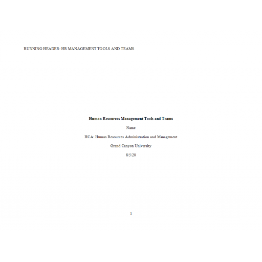HCA 465 Topic 8 Assignment, HR Management Tools and Teams