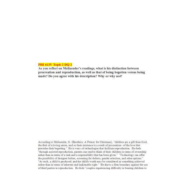 PHI 413V Topic 2 Discussion Question 2