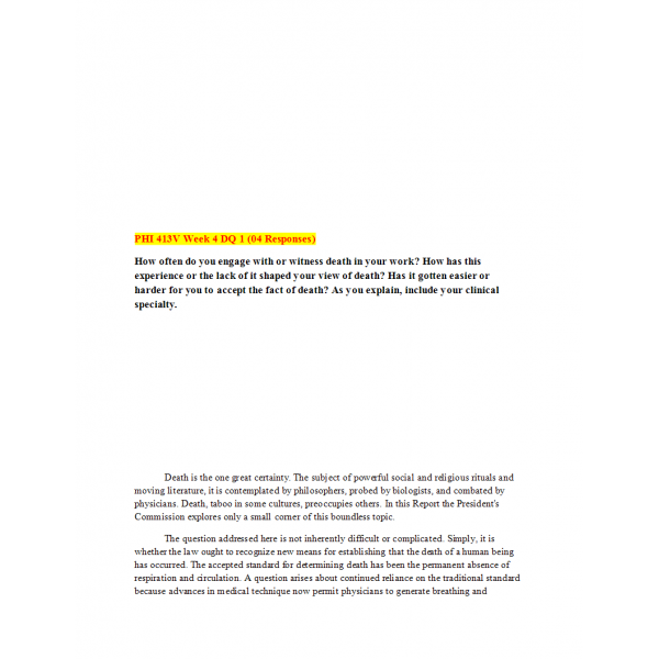 PHI 413V Topic 4 Discussion Question 1 PHI 413V Topic 4 Discussion Question 1