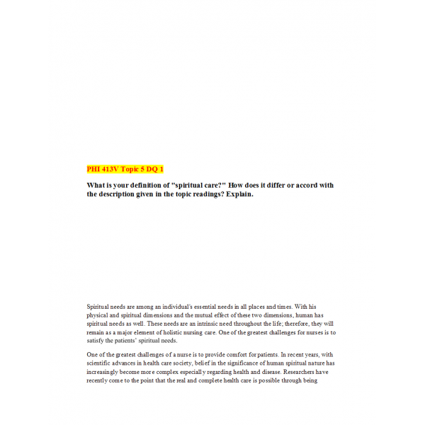 PHI 413V Topic 5 Discussion Question 1 PHI 413V Topic 5 Discussion Question 1